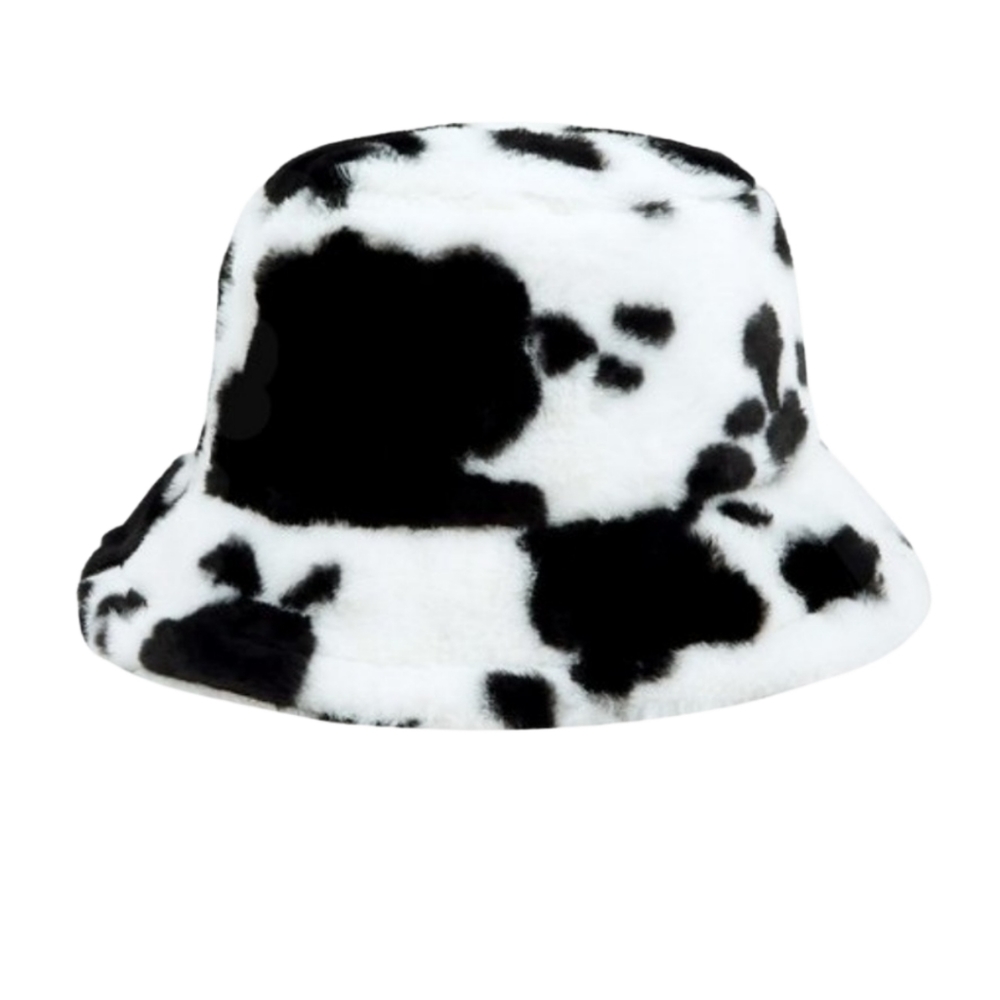 Faux Fur Bucket Hat - Cow Print - Picture 4 of 4